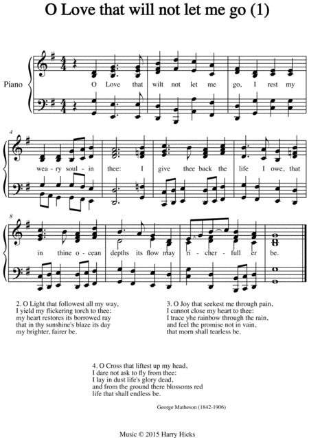 Free Sheet Music O Love That Will Not Let Me Go 1 A New Tune To A Wonderful Old Hymn