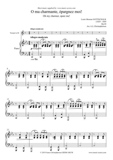 Free Sheet Music O Ma Charmante Pargnez Moi Trumpet And Piano