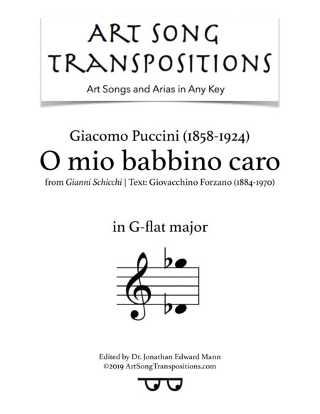 Free Sheet Music O Mio Babbino Caro G Flat Major