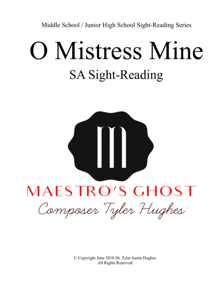 O Mistress Mine Sight Reading Sheet Music