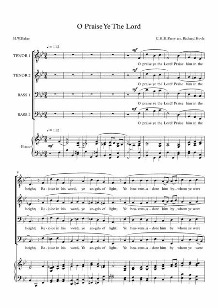 Free Sheet Music O Praise Ye The Lord