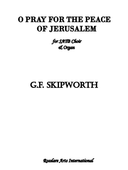 Free Sheet Music O Pray For The Peace Of Jerusalem