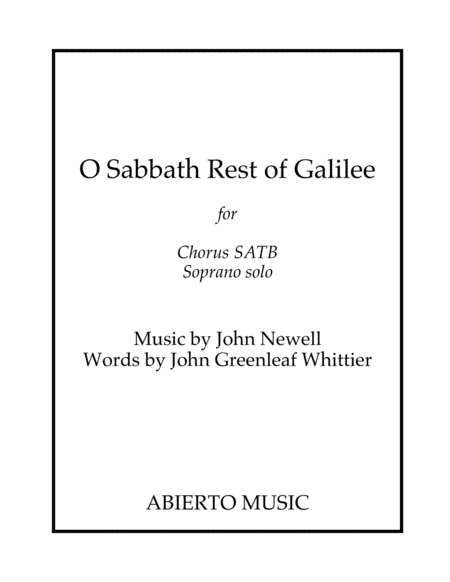 O Sabbath Rest Of Galilee Sheet Music