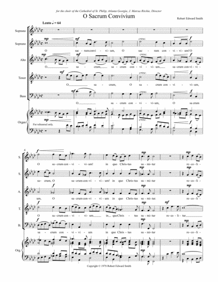 Free Sheet Music O Sacrum Convivium