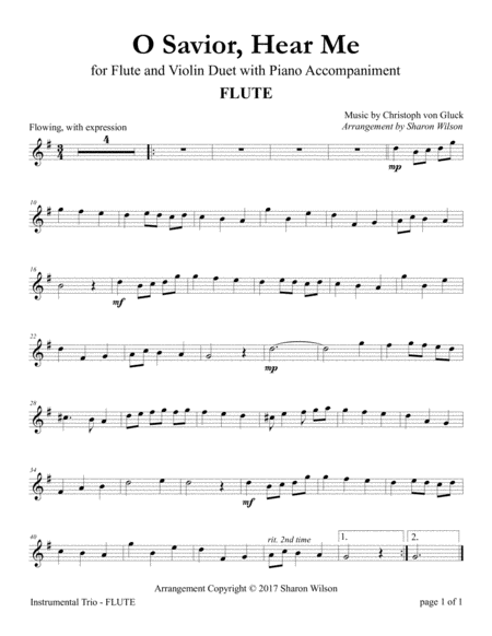 O Savior Hear Me Flute And Violin Duet With Piano Accompaniment Sheet Music