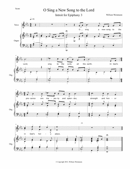 Free Sheet Music O Sing A New Song To The Lord