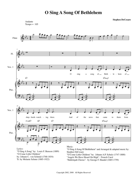 Free Sheet Music O Sing A Song Of Bethlehem