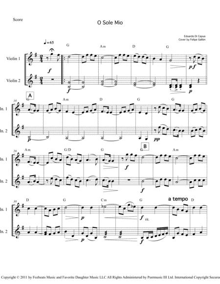 O Sole Mio 2 Violins Sheet Music