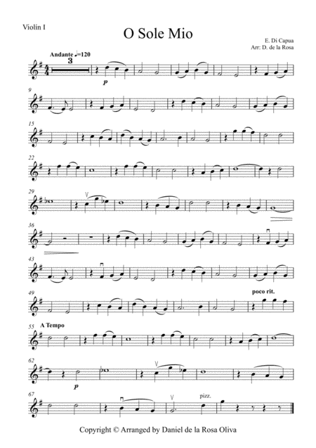 Free Sheet Music O Sole Mio E Di Capua