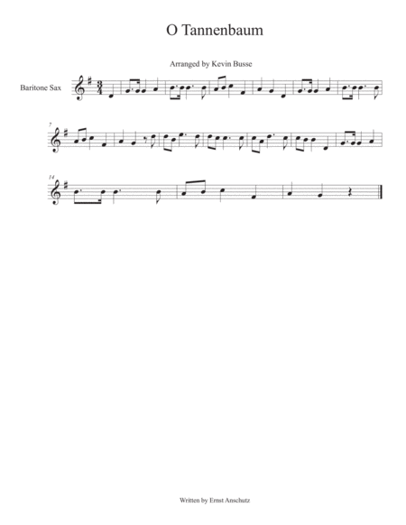 O Tannenbaum Bari Sax Sheet Music