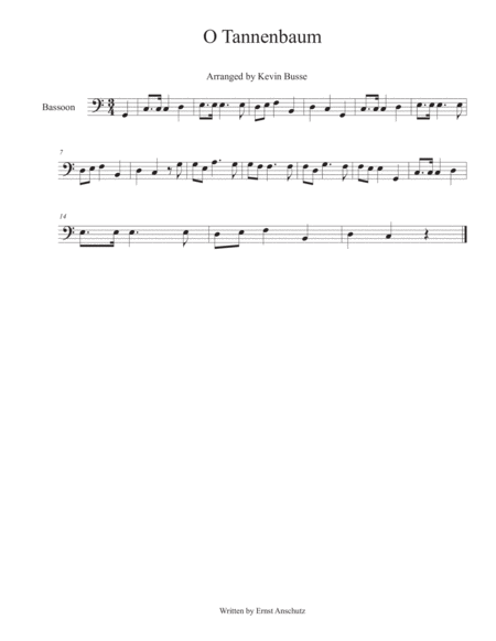 Free Sheet Music O Tannenbaum Bassoon