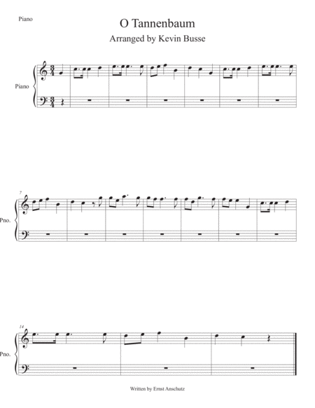 O Tannenbaum Easy Key Of C Piano Sheet Music