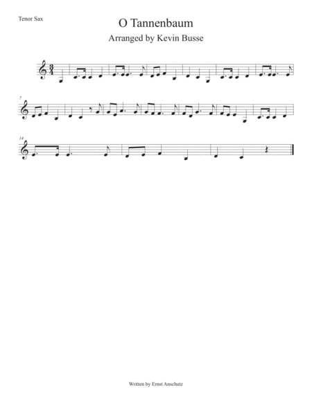 Free Sheet Music O Tannenbaum Easy Key Of C Tenor Sax