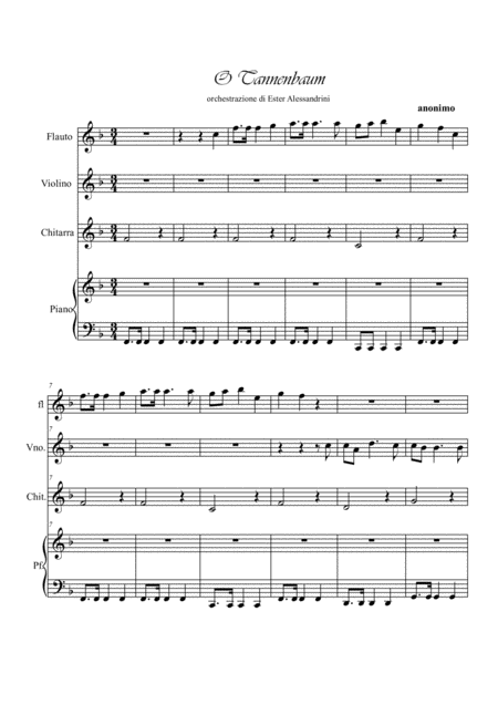 O Tannenbaum Quartet Sheet Music