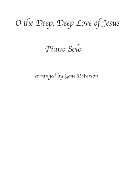 O The Deep Deep Love Of Jesus Piano Solo Sheet Music