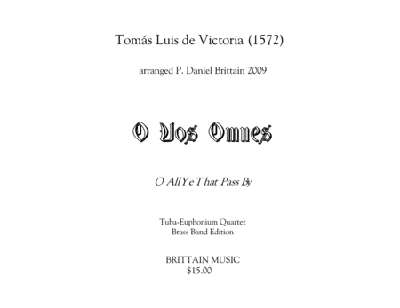 Free Sheet Music O Vos Omnes Tuba Euphonium Quartet Brass Band Edition