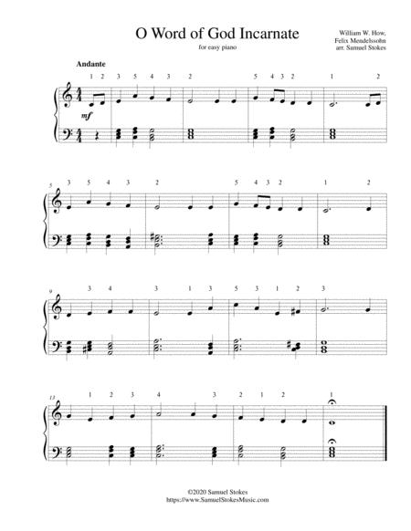 Free Sheet Music O Word Of God Incarnate For Easy Piano