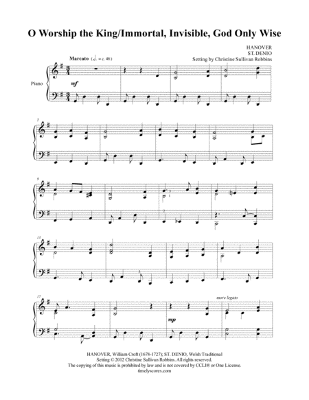 O Worship The King With Immortal Invisible God Only Wise Sheet Music