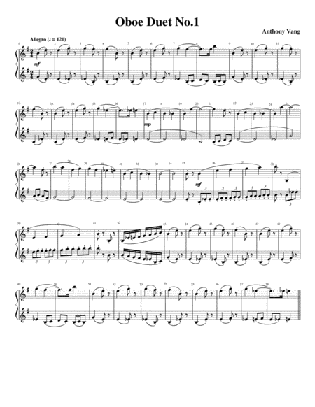 Oboe Duet No 1 Sheet Music