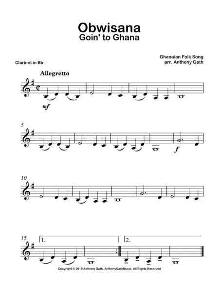 Free Sheet Music Obwisana Clarinet And Piano