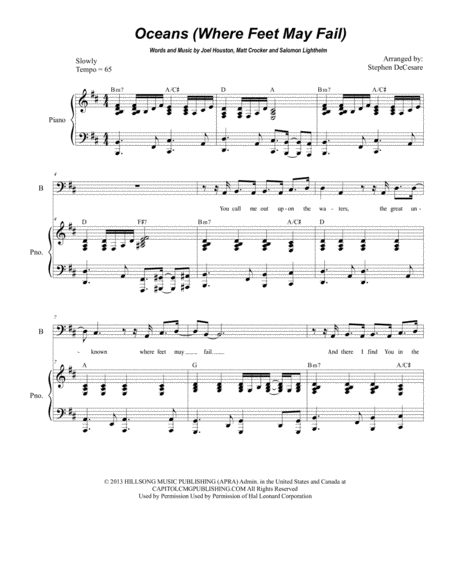 Oceans Where Feet May Fail For 2 Part Choir Tb Sheet Music