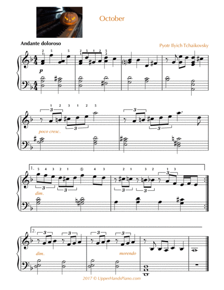 October Easy Piano Sheet Music