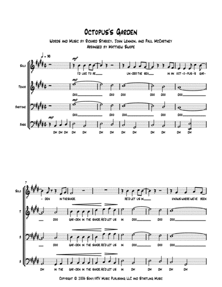 Free Sheet Music Octopuss Garden