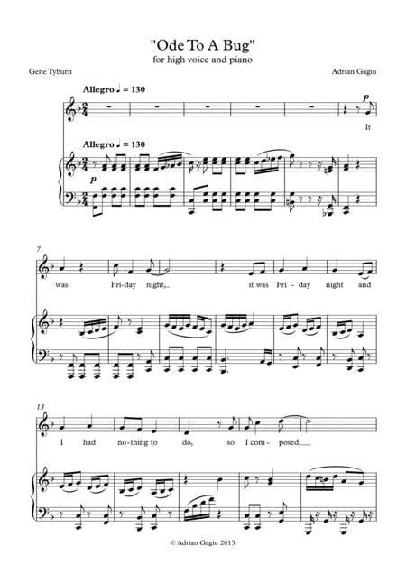 Ode To A Bug Op 63 No 1 Sheet Music