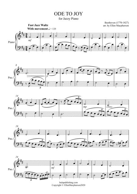 Free Sheet Music Ode To Joy For Jazzy Piano