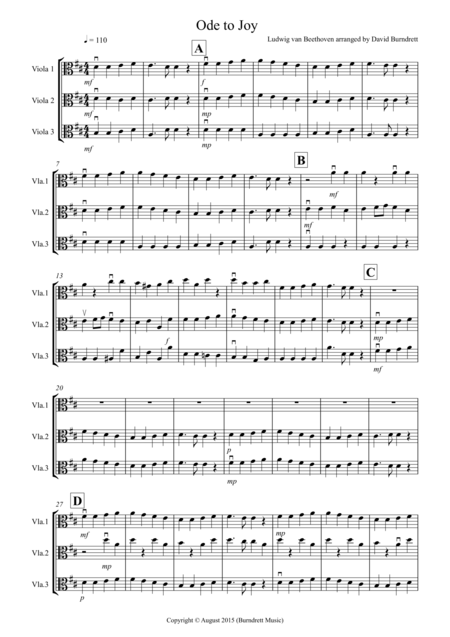 Free Sheet Music Ode To Joy For Viola Trio