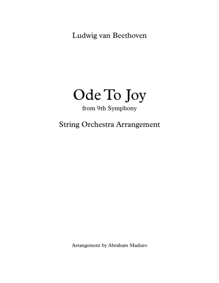 Ode To Joy String Orchestra Quintet Sheet Music