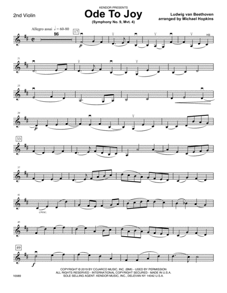 Free Sheet Music Ode To Joy Symphony No 9 Mvt 4 2nd Violin