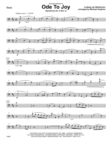 Ode To Joy Symphony No 9 Mvt 4 Bass Sheet Music