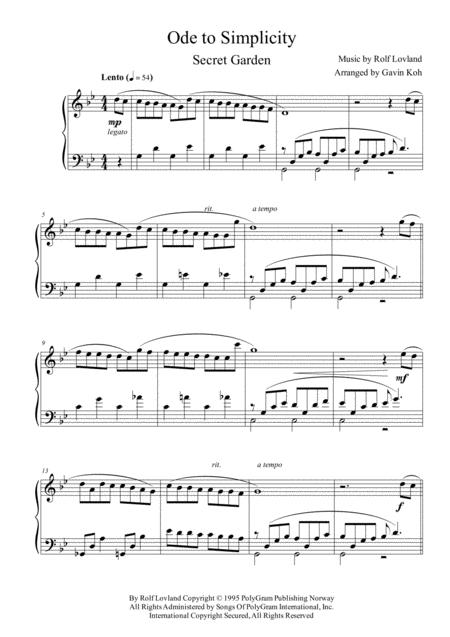 Free Sheet Music Ode To Simplicity