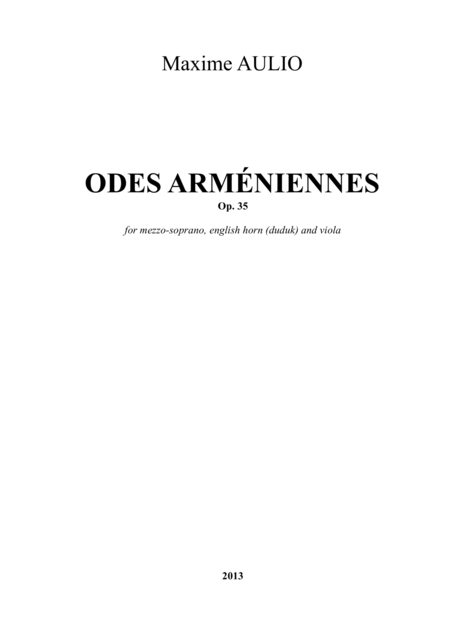 Free Sheet Music Odes Armeniennes Armenian Odes For Duduk English Horn Voice And Viola