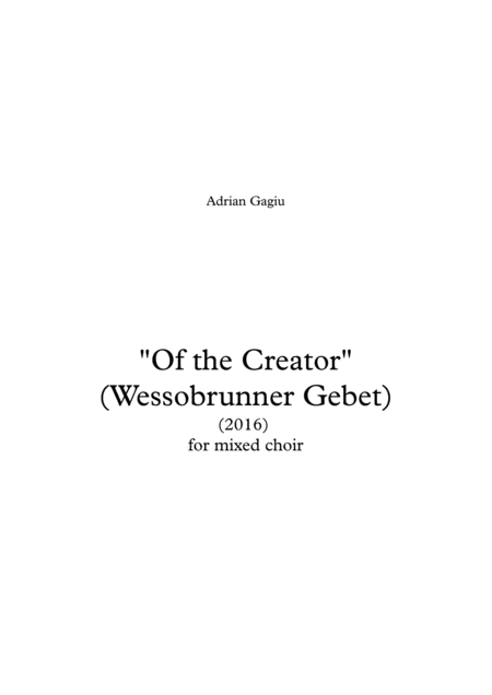 Of The Creator Op 60 Sheet Music