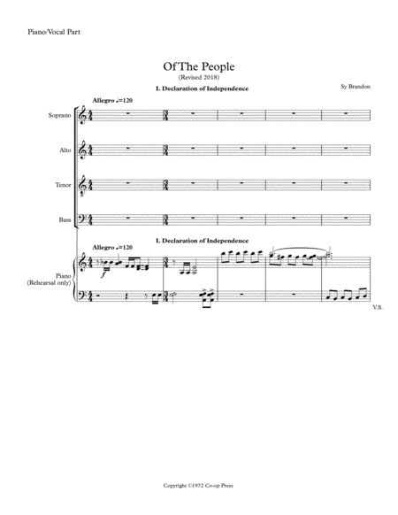 Of The People Piano Vocal Score Sheet Music