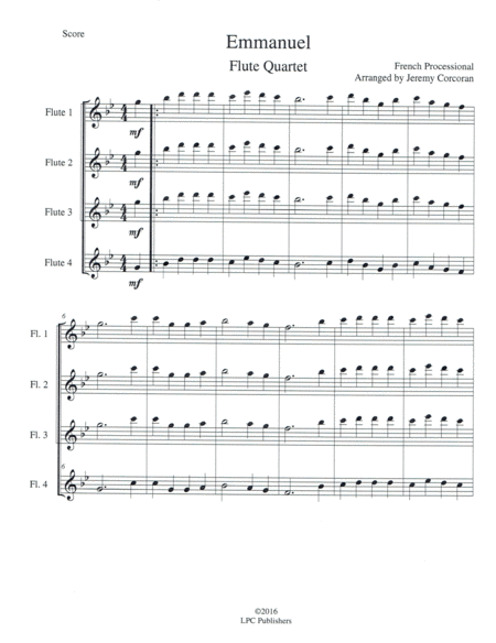 Free Sheet Music Oh Come Emmanuel For Flute Quartet