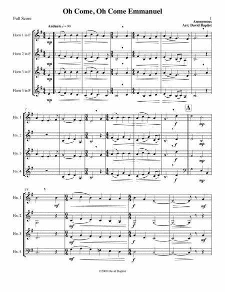 Oh Come Oh Come Emmanuel For French Horn Quartet Sheet Music