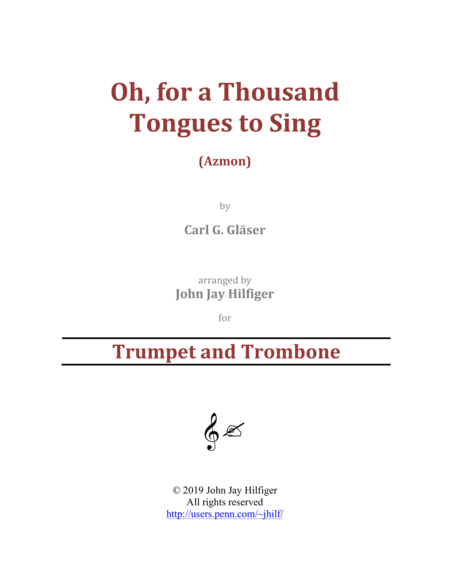 Oh For A Thousand Tongues To Sing For Trumpet And Trombone Sheet Music