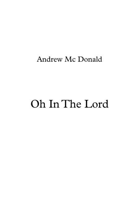 Oh In The Lord Sheet Music