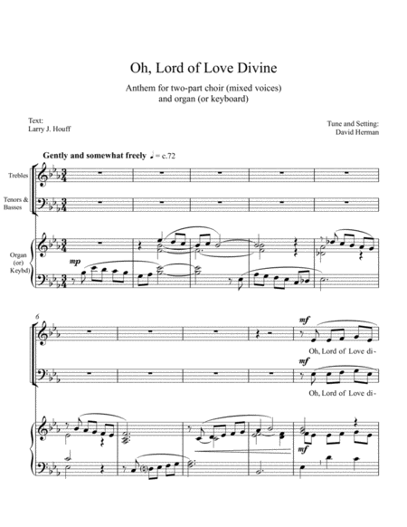 Free Sheet Music Oh Lord Of Love Divine