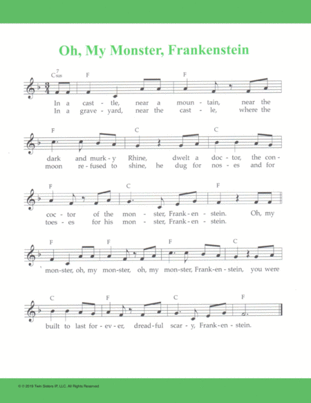 Free Sheet Music Oh My Monster Frankenstein
