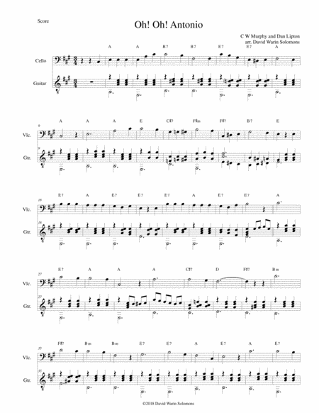 Free Sheet Music Oh Oh Antonio For Cello And Guitar