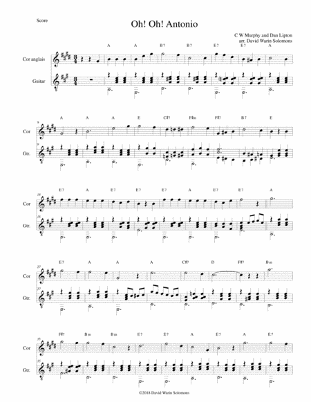 Free Sheet Music Oh Oh Antonio For Cor Anglais And Guitar
