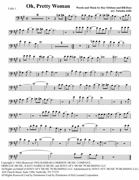 Oh Pretty Woman 4 Cello Ensemble Sheet Music