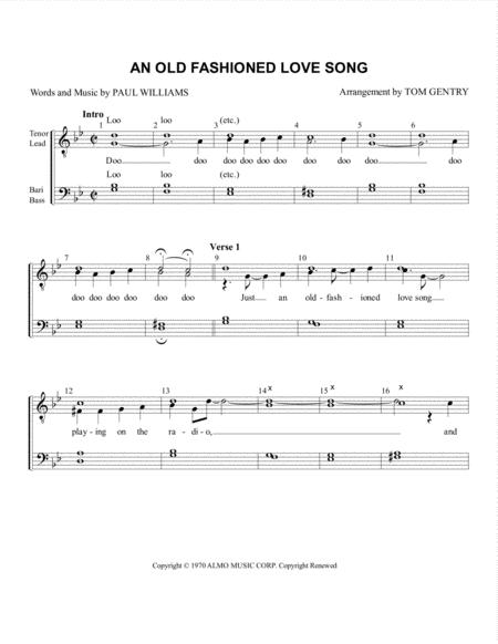Free Sheet Music Old Fashioned Love Song An Ttbb