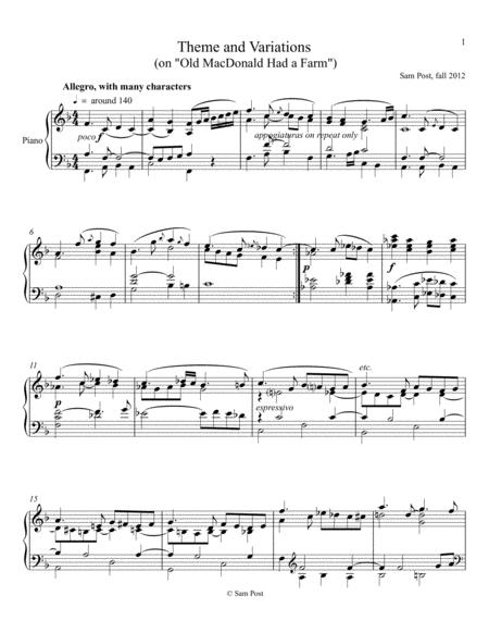 Old Macdonald Variations Op 6 Sheet Music