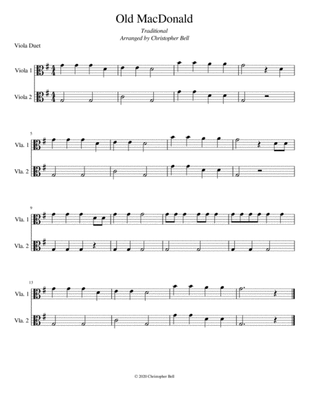 Old Macdonald Viola Duet Level 1 Sheet Music