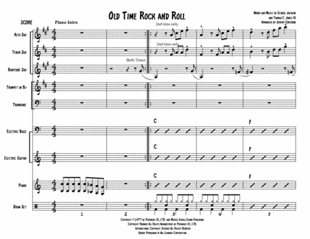 Old Time Rock Roll For Rock Band Sheet Music